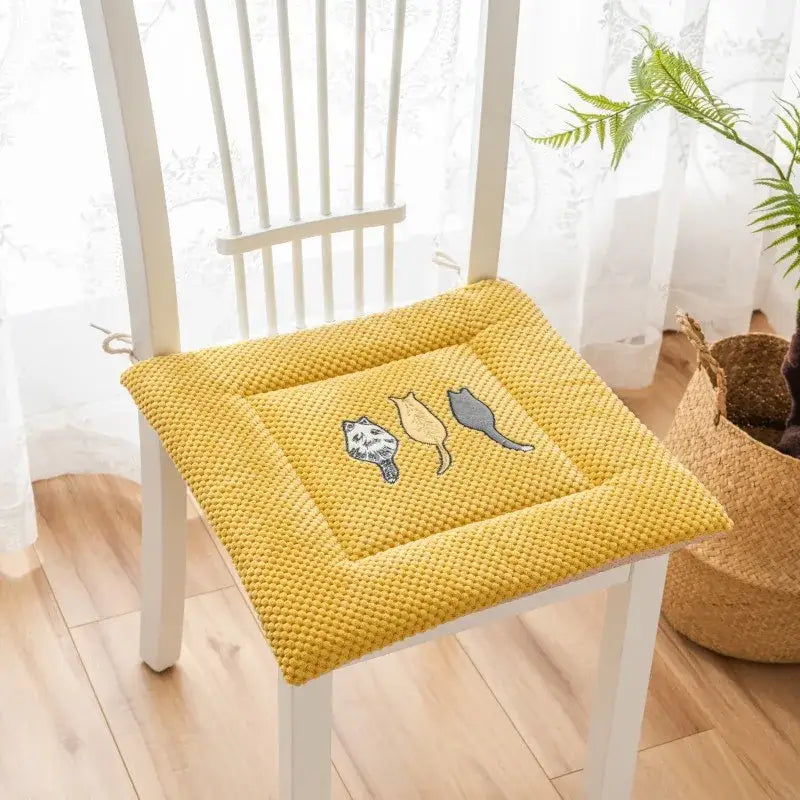 Yellow and gray cartoon embroidered seat cushions dining room pad