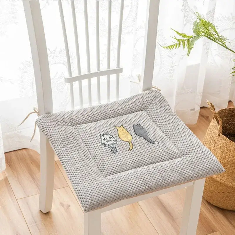 Yellow and gray cartoon embroidered seat cushions dining room pad