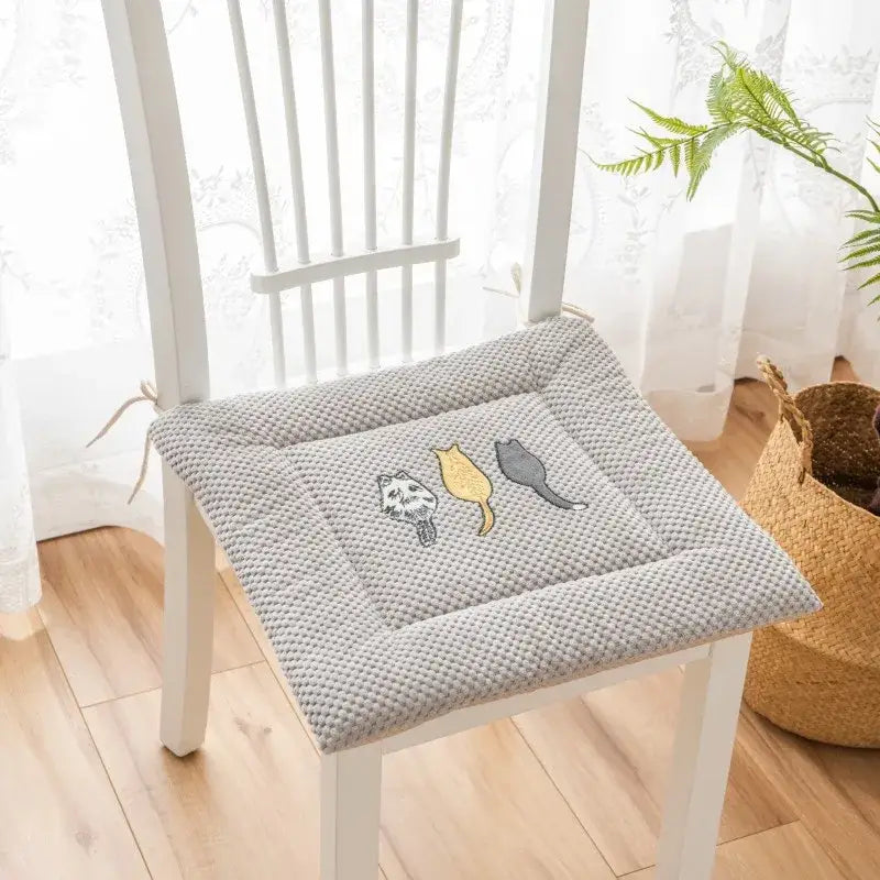 Yellow and gray cartoon embroidered seat cushions dining room pad