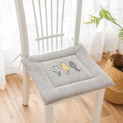 Yellow and gray cartoon embroidered seat cushions dining room pad