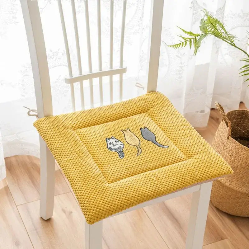 Yellow and gray cartoon embroidered seat cushions dining room pad