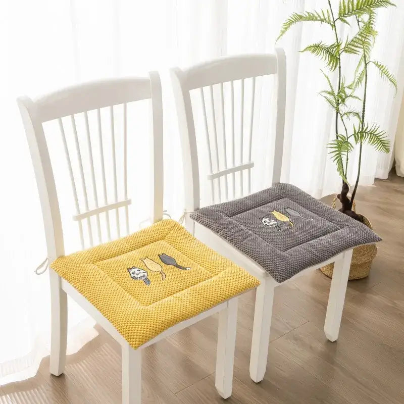 Yellow and gray cartoon embroidered seat cushions dining room pad