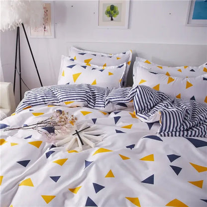 Yellow and light blue carrot cartoon printed bedding set bedroom