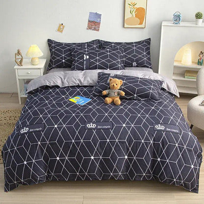 Yellow and light blue carrot cartoon printed bedding set bedroom