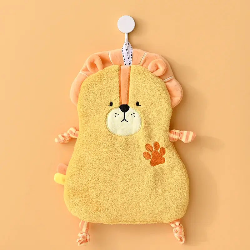 Yellow and pink cartoon animal hand towel bathroom decor