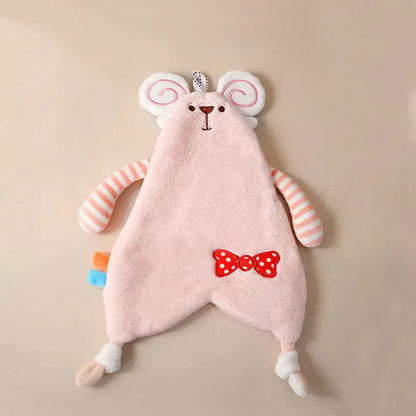 Yellow and pink cartoon animal hand towel bathroom decor