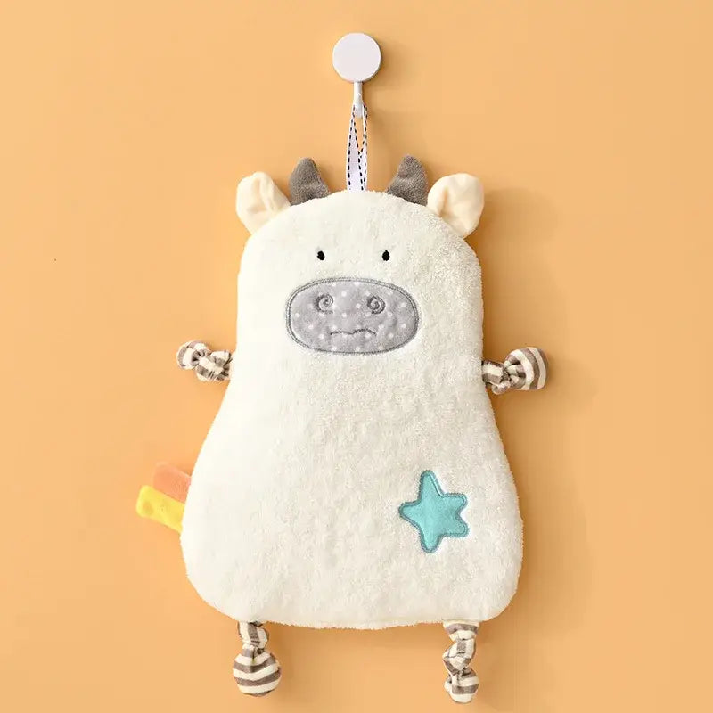 Yellow and pink cartoon animal hand towel bathroom decor