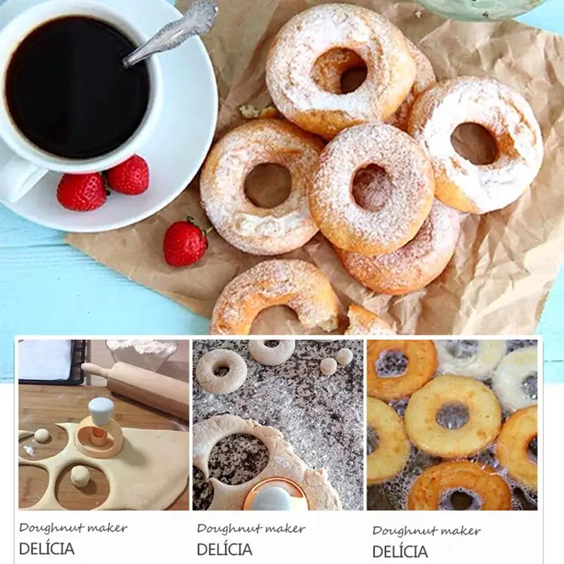 Yellow and white donut cutter baking tools kit for kitchen