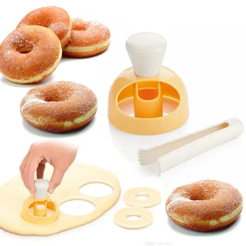 Yellow and white donut cutter baking tools kit for kitchen