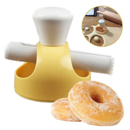 Yellow and white donut cutter baking tools kit for kitchen