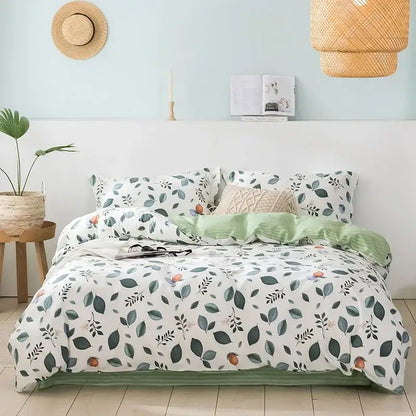 Yellow and white flowers print cotton bedding set bedroom bunny decor
