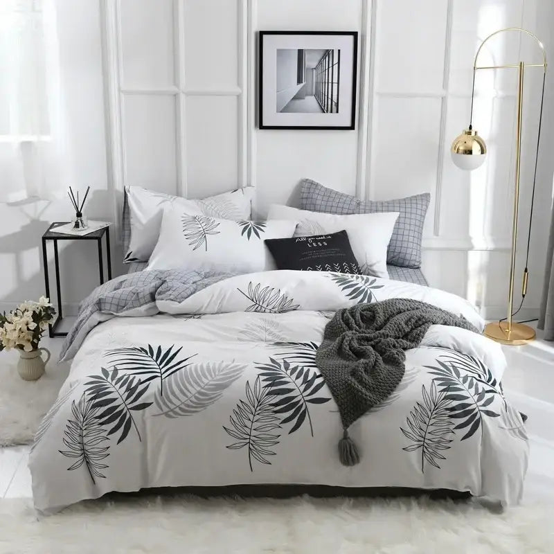 Yellow and white flowers print cotton bedding set bedroom bunny decor