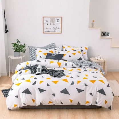 Yellow and white flowers print cotton bedding set bedroom bunny decor