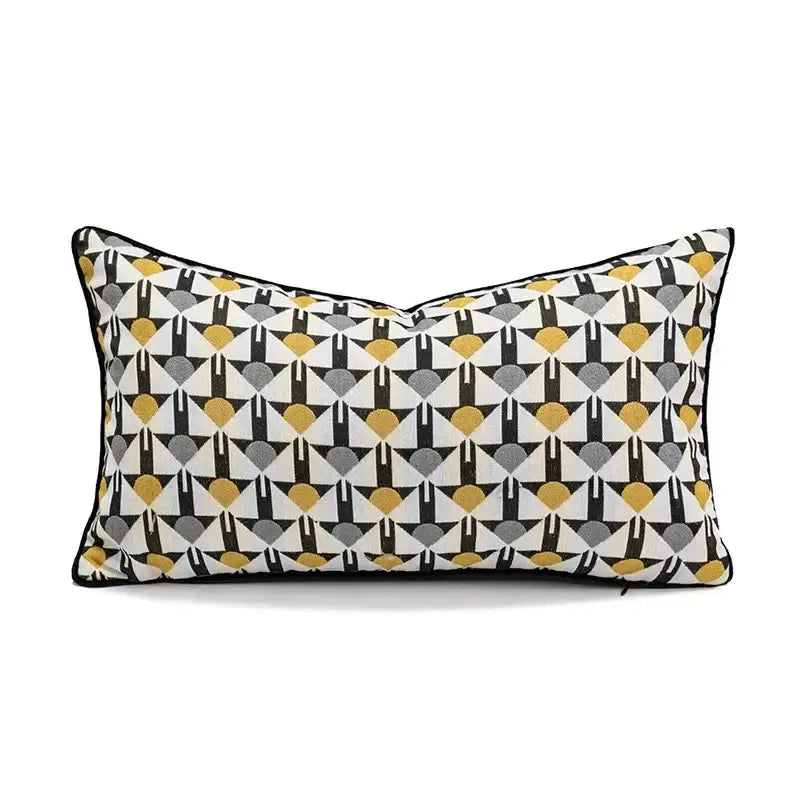 Yellow and white geometric elephant cushion cover living room decor