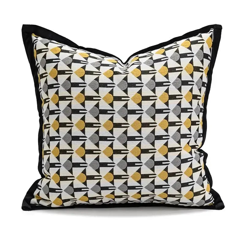 Yellow and white geometric elephant cushion cover living room decor