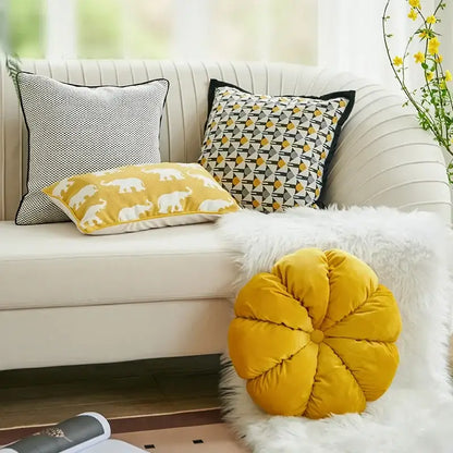 Yellow and white geometric elephant cushion cover living room decor