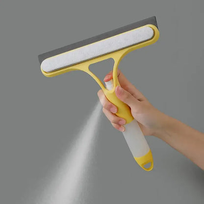 Yellow and white glass cleaning brush squeegee for bathroom tiles