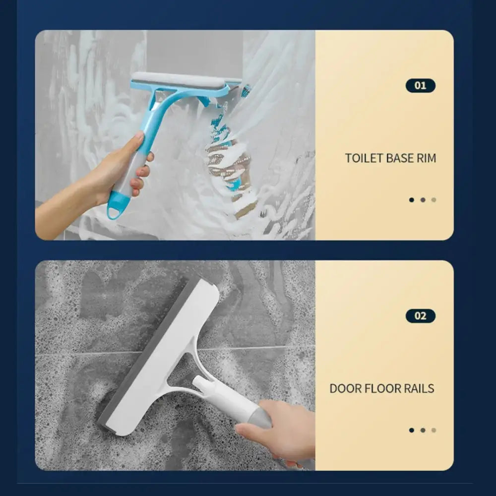 Yellow and white glass cleaning brush squeegee for bathroom tiles