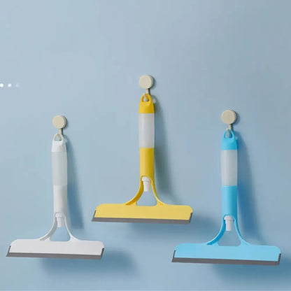Yellow and white glass cleaning brush squeegee for bathroom tiles