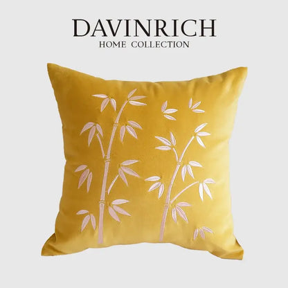 Yellow bamboo velvet throw pillow cover bedroom decor
