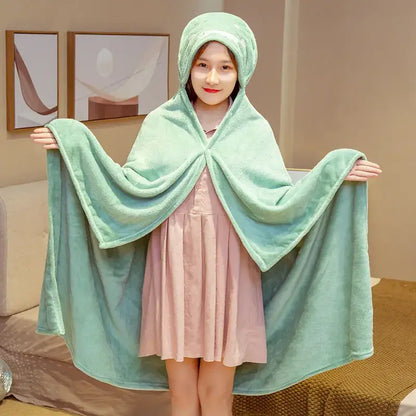 Yellow bear plush hooded cape blanket bedroom and office warmth