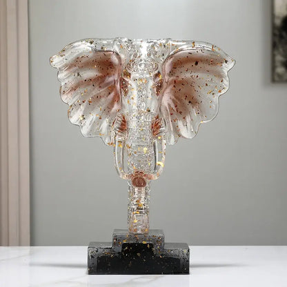 Yellow & blue crystal elephant sculpture living room decor ornament