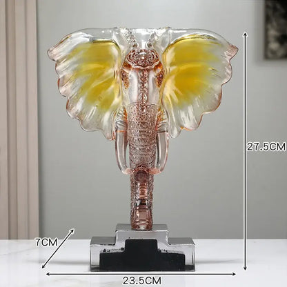 Yellow & blue crystal elephant sculpture living room decor ornament