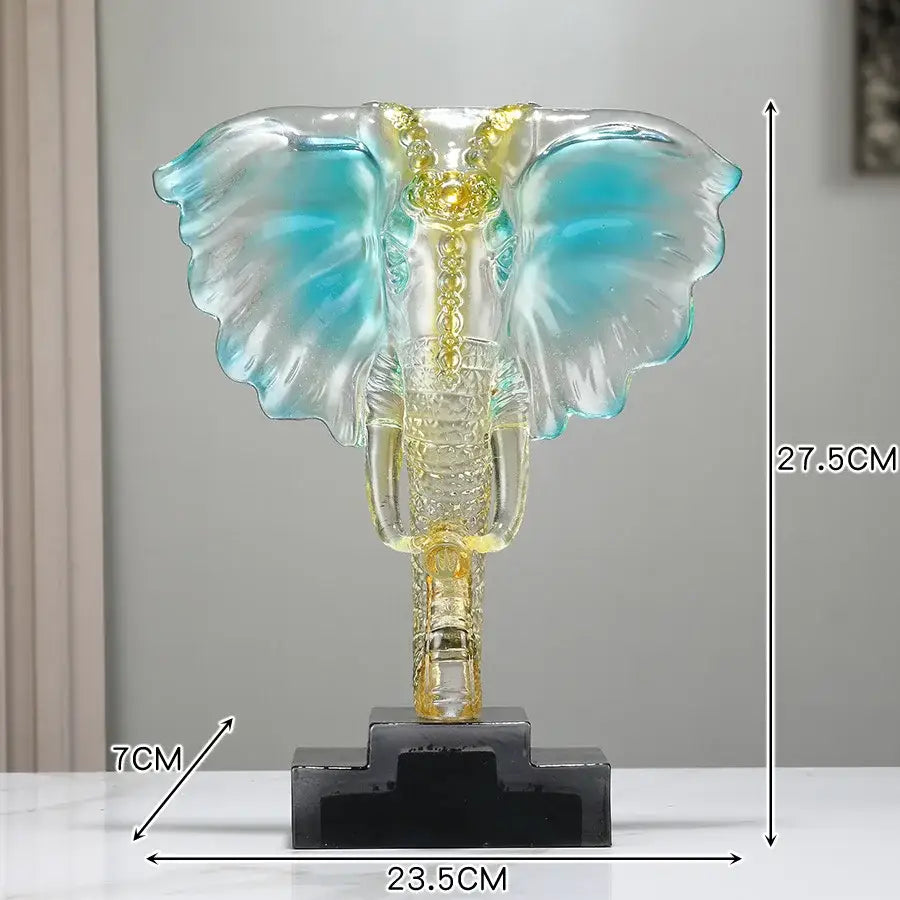 Yellow & blue crystal elephant sculpture living room decor ornament