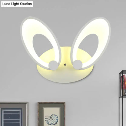 Yellow bunny led ceiling light white finish bedroom decor