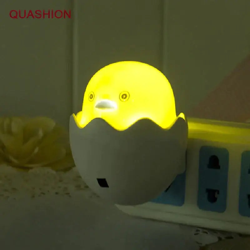Yellow chick in eggshell led night light bedroom sensor lamp