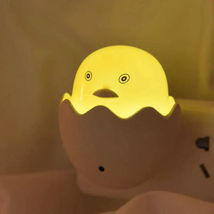 Yellow chick in eggshell led night light bedroom sensor lamp