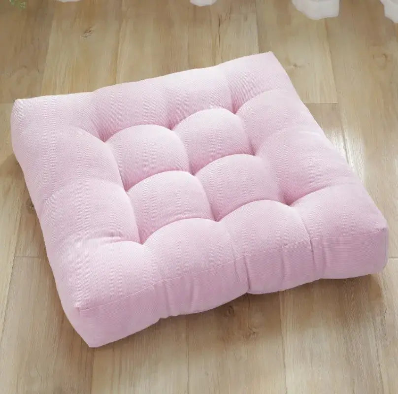 Yellow corduroy square floor pillow living room meditation cushion