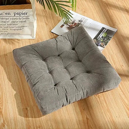 Yellow corduroy square floor pillow living room meditation cushion