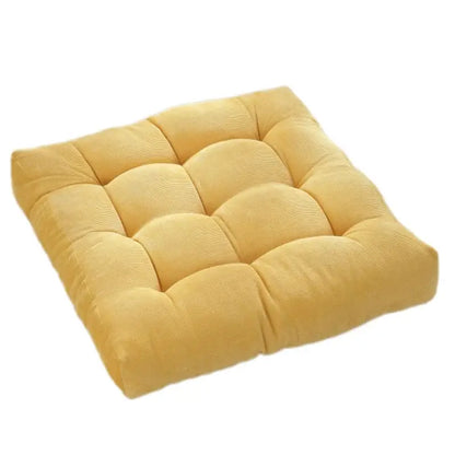 Yellow corduroy square floor pillow living room meditation cushion