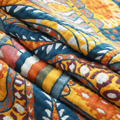 Yellow cotton mandala leisure blanket living room bedspread