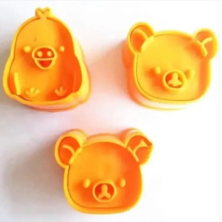 Yellow cute bear sandwich mold and cookie cutter baking set kitchen
