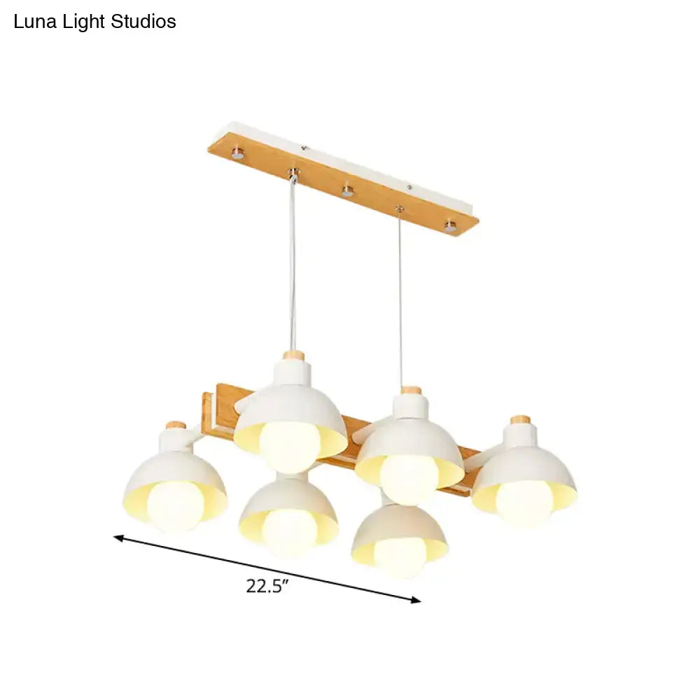 Yellow dome shade linear chandelier dining room metal island light