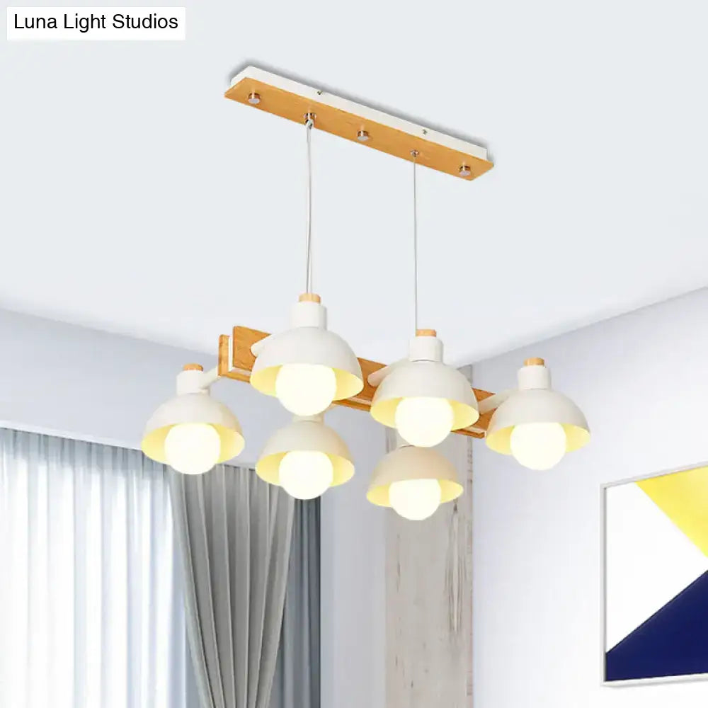 Yellow dome shade linear chandelier dining room metal island light