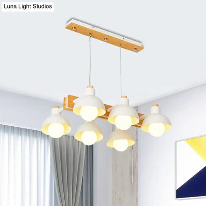 Yellow dome shade linear chandelier dining room metal island light