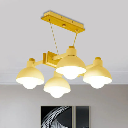 Yellow dome shade linear chandelier dining room metal island light