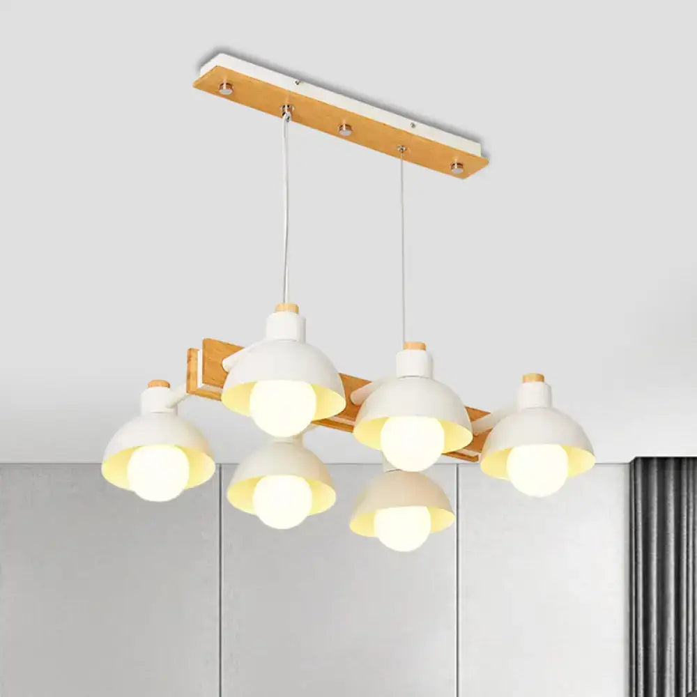 Yellow dome shade linear chandelier dining room metal island light