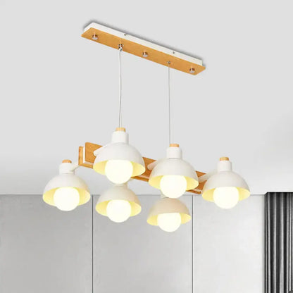 Yellow dome shade linear chandelier dining room metal island light