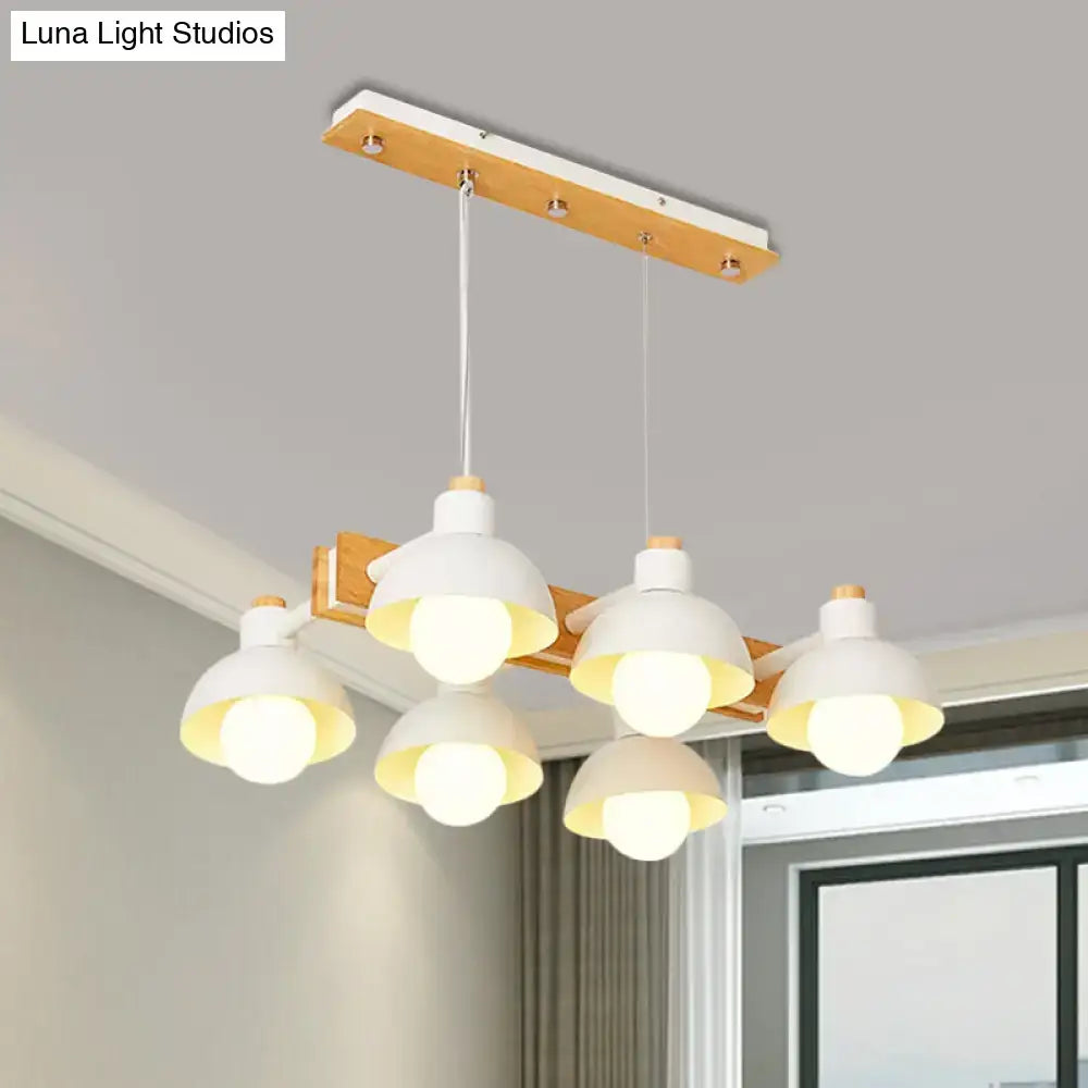 Yellow dome shade linear chandelier dining room metal island light