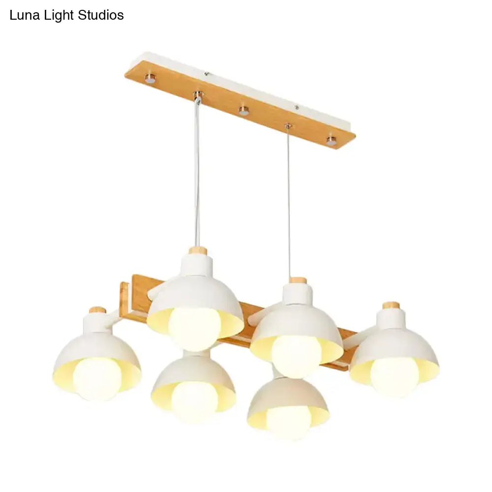 Yellow dome shade linear chandelier dining room metal island light