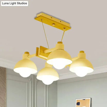 Yellow dome shade linear chandelier dining room metal island light