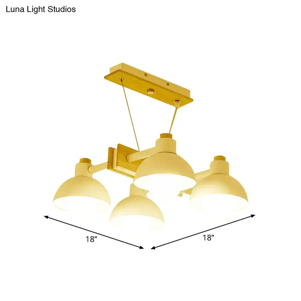 Yellow dome shade linear chandelier dining room metal island light