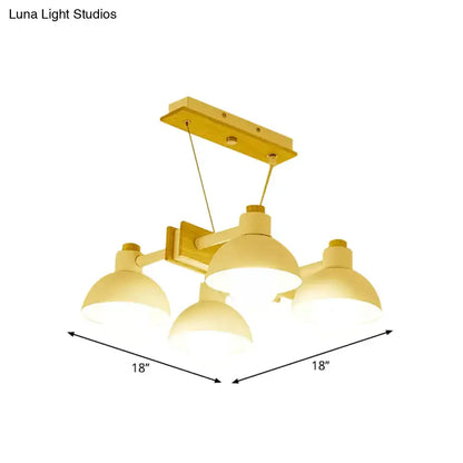 Yellow dome shade linear chandelier dining room metal island light