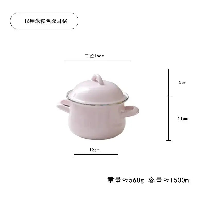 Yellow enamel cooking pot with lid kitchen enamel stock pot
