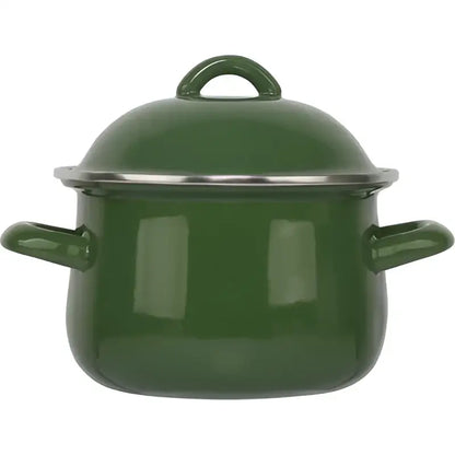 Yellow enamel cooking pot with lid kitchen enamel stock pot