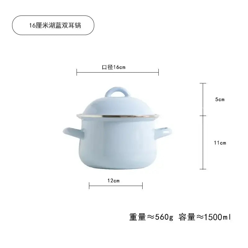 Yellow enamel cooking pot with lid kitchen enamel stock pot